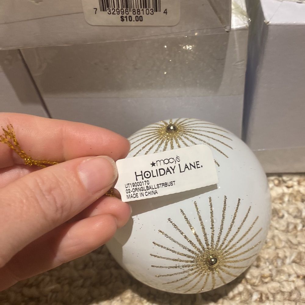 NWT. Holiday Lane by Macys Gold Ball Ornament - Picture 5 of 5
